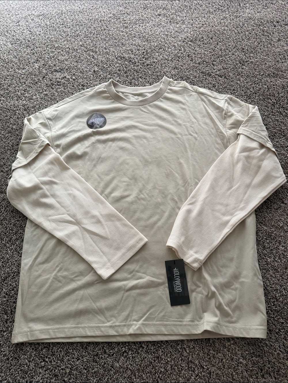 Men's Long Sleeve Crew Neck Shirt - Cream